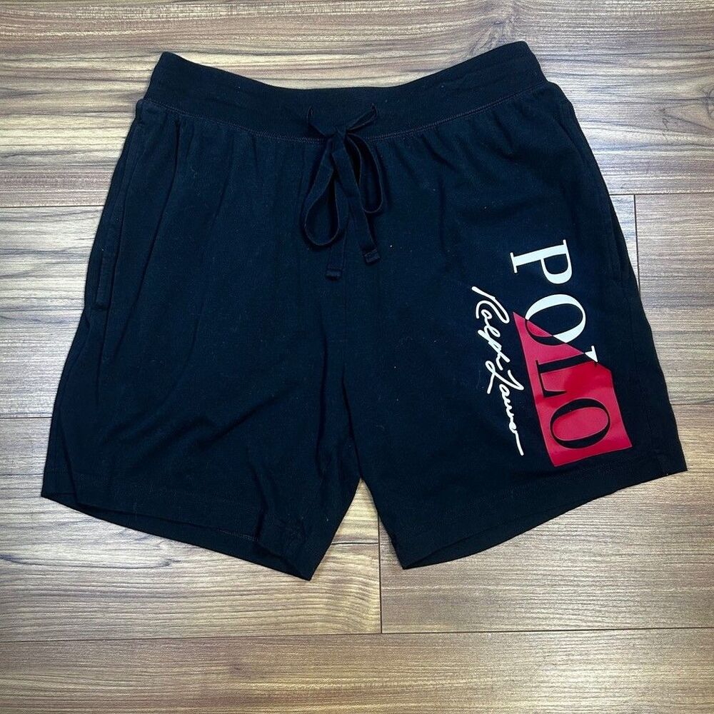 Polo Ralph Lauren Mens Medium Black Graphic Drawstring Sleep Shorts